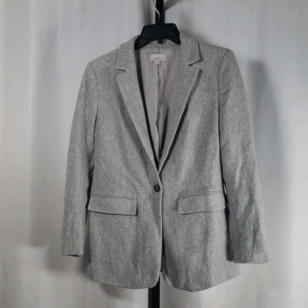 LOFT Petites Gray‎ Herringbone Blazer - SZ 6P